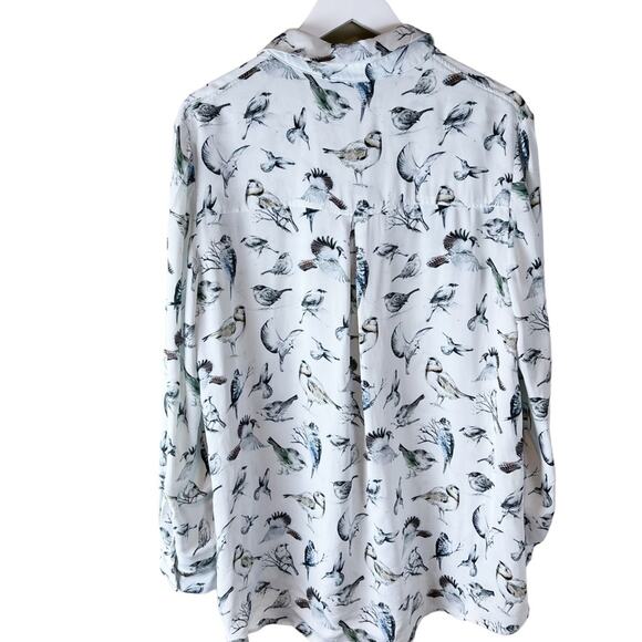 Lela Rose Birds Of A Feather Printed Long-Sleeve Blouse Size 14 - Picture 11 of 13